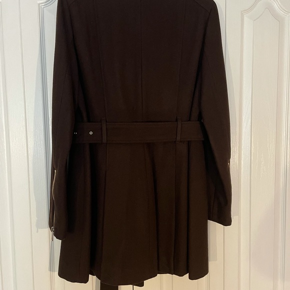 Kenneth Cole Asymmetrical Zip Belted Buckle/Wrap Jacket w/Gold Hardware. - Picture 8 of 14